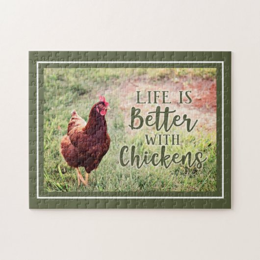 Life is Better with Chickens | Rooster Typography Puzzle (Horizontal)