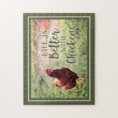 Life is Better with Chickens | Rooster Typography Puzzle (Vertikal)