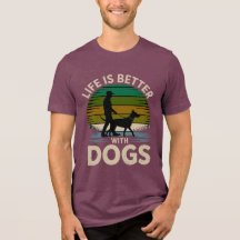 Life Is Better With Dogs Retro Sunset T-Shirt 