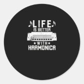Life Is Better With Harmonica Runder Aufkleber (Vorderseite)