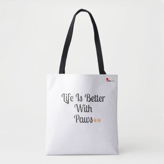Life is Better with Paws Tote Bag | Minimalist Dog Tasche (Vorderseite)