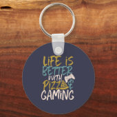 Life is Better With Pizza and Gaming Video Game Schlüsselanhänger (Vorderseite)