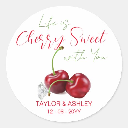 Life Is Cherry Sweet Runder Aufkleber (Vorderseite)