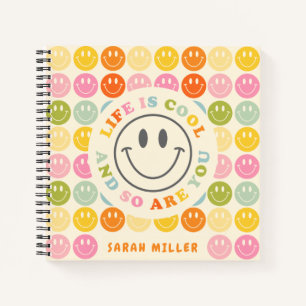 Life Is Cool Happy Smiling Face Emoji Notizbuch