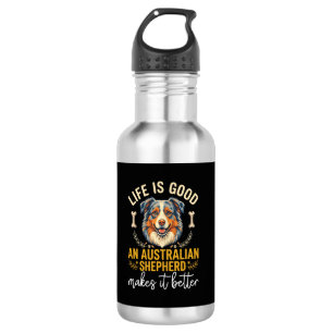 Life Is Good Australian Shepherd Hundeknochen Edelstahlflasche