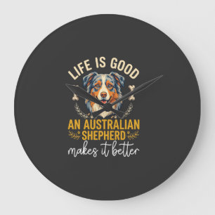 Life Is Good Australian Shepherd Hundeknochen Große Wanduhr