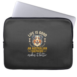 Life Is Good Australian Shepherd Hundeknochen Laptopschutzhülle
