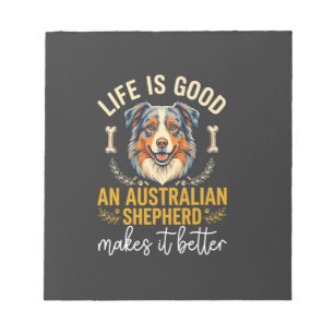 Life Is Good Australian Shepherd Hundeknochen Notizblock