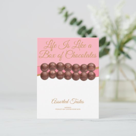 Life Is Like a Box of Chocolates Postkarte (Stehend Vorderseite)