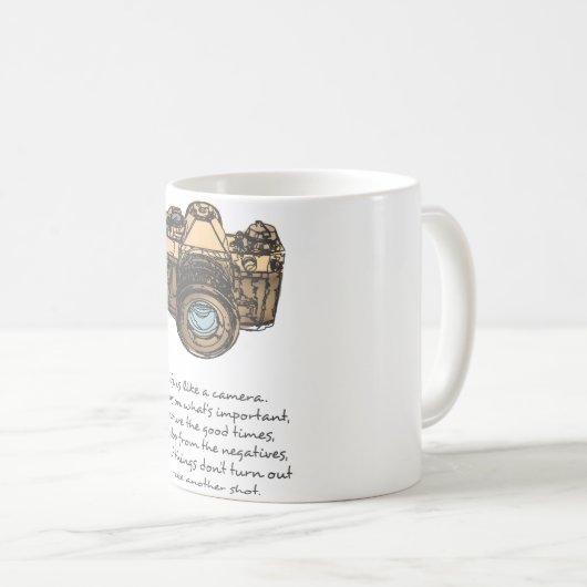 Life is Like A Camera Quote and Illustration Kaffeetasse (VorderseiteRechts)