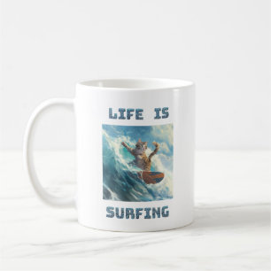 Life Is Surfing - für Surfer und Katzenliebhaber Kaffeetasse