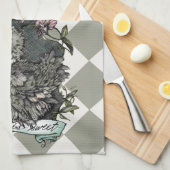 Life is Sweet (Silkie Hen & Platterbsen) Karo Geschirrtuch (Viertel Falte)