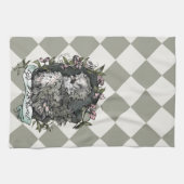 Life is Sweet (Silkie Hen & Platterbsen) Karo Geschirrtuch (Horizontal)