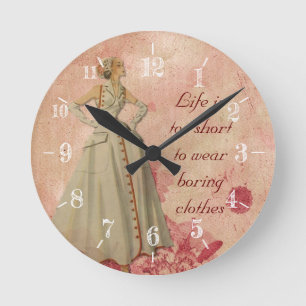 Life is too short to wear boring clothes runde wanduhr