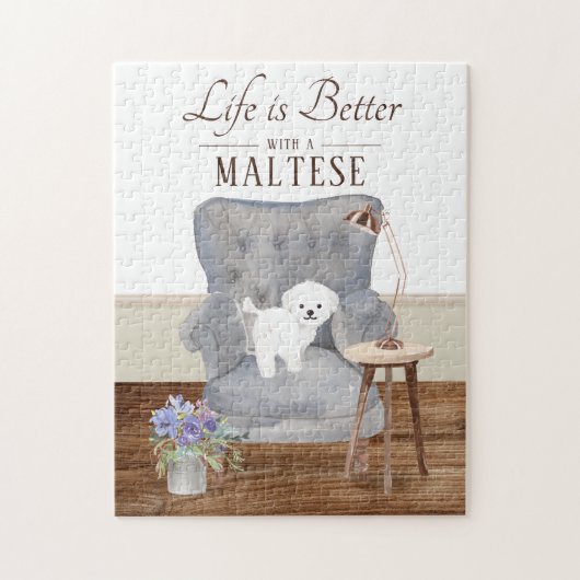 Life Is With A Maltese Jigsaw Puzzle (Vertikal)