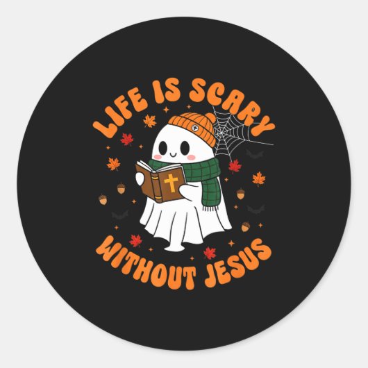 Life Is Y Without Jesus - Christian Halloween Runder Aufkleber (Vorderseite)