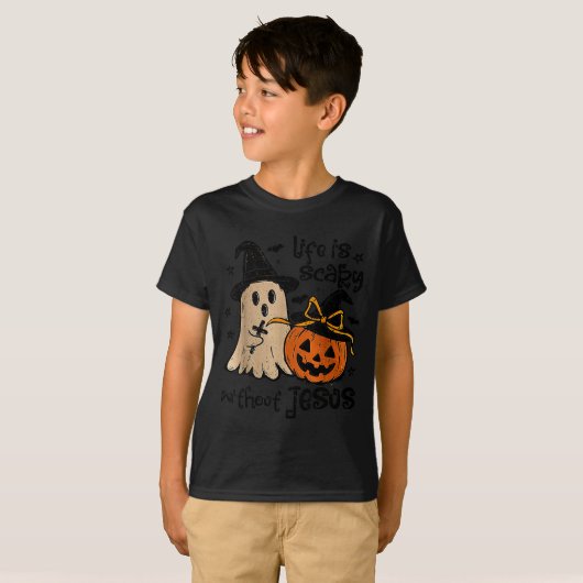 Life Is Y Without Jesus Christian Halloween T-Shirt (Vorne ganz)