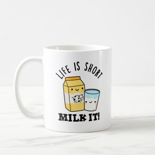 LIfe ist Kurze Milch. Es ist ein sonniges Getränk  Kaffeetasse (Links)
