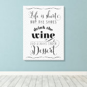 LIFE IST KURZE moderne Typografie motivierend grau Leinwanddruck (Insitu (Holzboden))