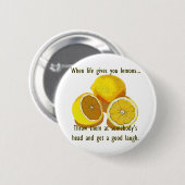 Life Lemons Dark Spaß Funny Yellow Frucht Button (Vorne & Hinten)
