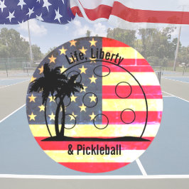 Life Liberty & Pickleball Patriotic Runder Aufkleber