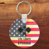 Life Liberty & Pickleball Patriotischer Schlüssela Schlüsselanhänger (Rückseite)