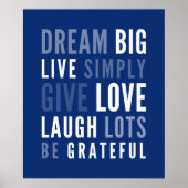 LIFE MANTRA positive moderne Typografie dunkelblau Poster (Vorne)