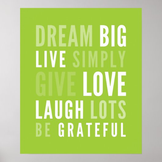 LIFE MANTRA positive moderne Typografie Kalkgrün Poster (Vorne)