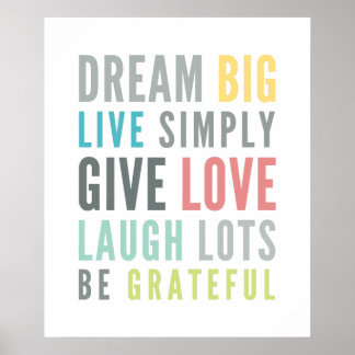 LIFE MANTRA QUOTE positive Typografie Pastellfarbe Poster
