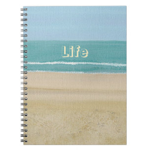 Life, Ocean Waves Beach Sand Journal Notizblock