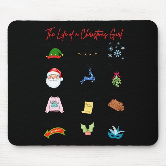 Life Of A Christmas Girl Era Nk Bow Preppy Coquett Mousepad (Vorne)