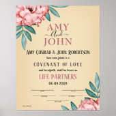 "Life Partners" Liebe Covenant Wedding Certificate Poster (Vorne)