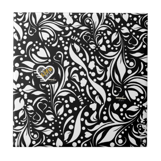 Life Quote Black Ceramic Tile by Adiela Akoo Fliese (Vorderseite)