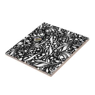 Life Quote Black Ceramic Tile by Adiela Akoo Fliese