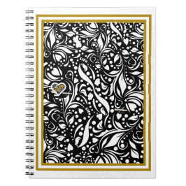 Life Quote Black Paisley Spiral Foto Notebook Notizblock
