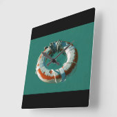 Life Ring Art Foto Quadratische Wanduhr (Winkel)