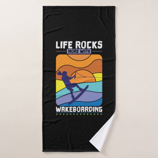 Life Rocks With Wakeboarding Badehandtuch (Badehandtuch)