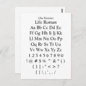 Life Roman - Zazzle Schriftart Sampler Sheet Postkarte (Vorne/Hinten)