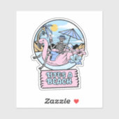 Life’s a Beach Skeleton Flamingo Float Aufkleber (Blatt)