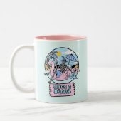 Life’s a Beach Skeleton Flamingo Float Zweifarbige Tasse (Links)