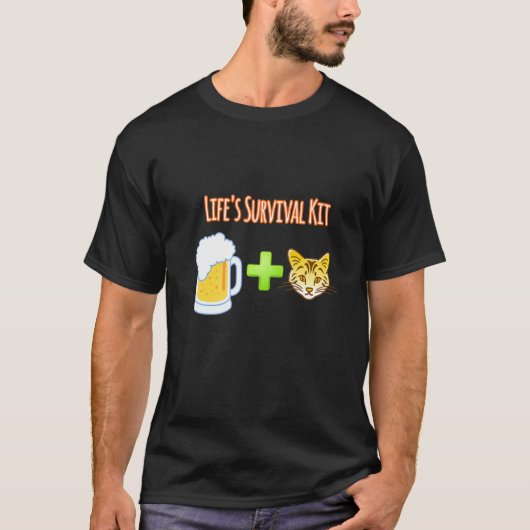 Life S Survival Kit Beer Plus Cats T-Shirt (Vorderseite)