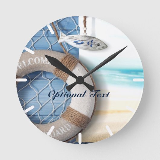 Life Saver Beach Scene Runde Wanduhr (Vorderseite)