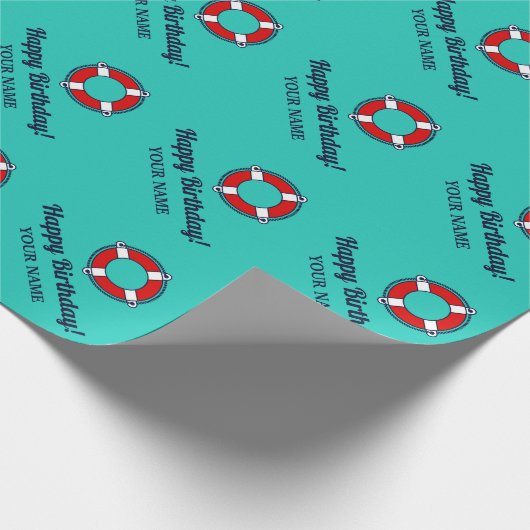 Life-Sparring Booy nautical Birthday Brauch Geschenkpapier (Ecke)