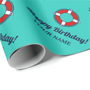 Life-Sparring Booy nautical Birthday Brauch Geschenkpapier