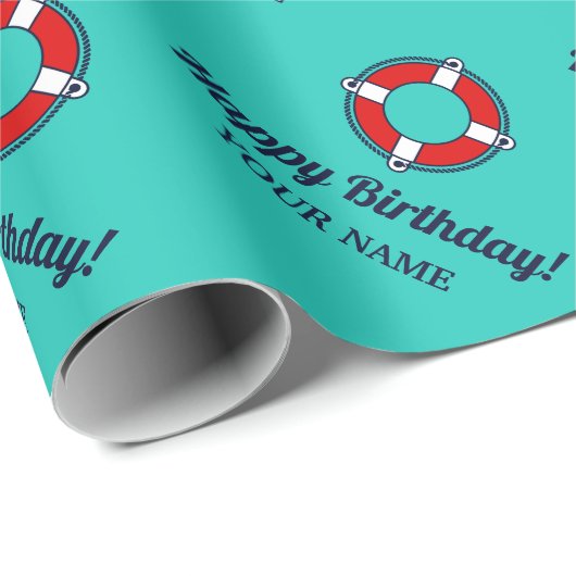 Life-Sparring Booy nautical Birthday Brauch Geschenkpapier (Rolleneckpunkt)