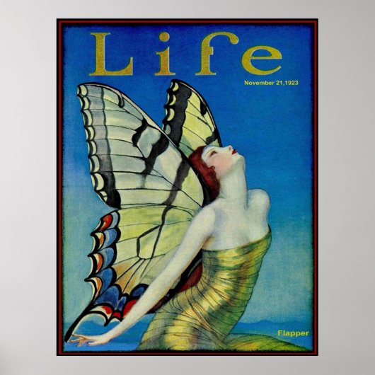 LIFE Vintag 1923 Flapper Butterfly Print Poster (Vorne)