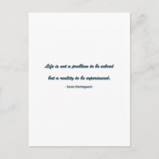 Life Zitat von Soren Kierkegaard - Das Leben ist k Postkarte (Vorderseite)