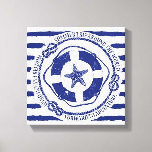 Lifebuoy And Starfish Leinwanddruck (Vorderseite)