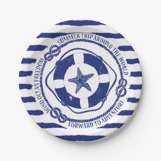 Lifebuoy And Starfish Pappteller (Vorderseite)