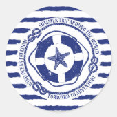 Lifebuoy And Starfish Runder Aufkleber (Vorderseite)